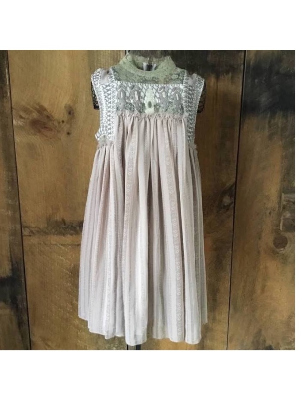 We The Free Lace & Embroidered Mini Dress in Taupe Cream - Picture 8 of 10